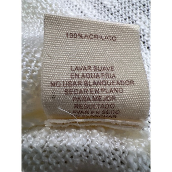 Hem and Thread Striped Lightweight Knit Sweater Cream Orange Green Blue M NWOT - Picture 5 of 5